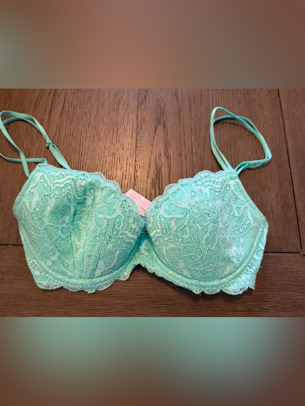 Victoria's Secret PINK Mint Lace Push-Up Bra Sz 32D